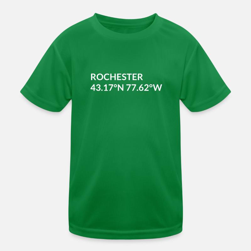 Rochester, New York, USA Coordinates Kids Functional T-Shirt