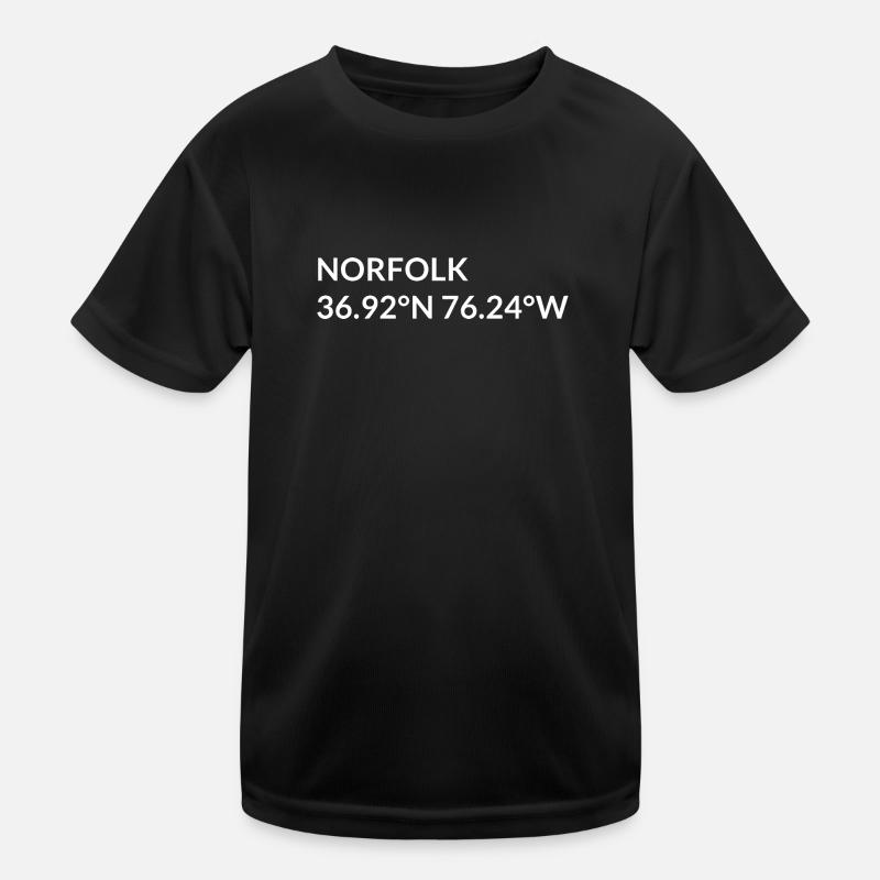 Norfolk, Virginia, USA Coordinates Kids Functional T-Shirt