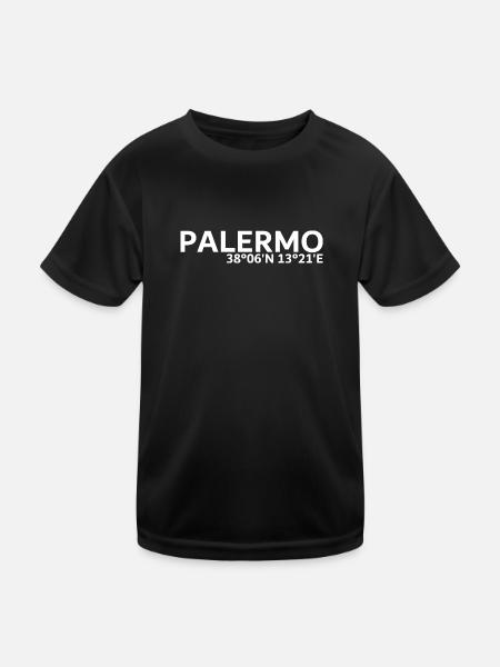 Palermo Koordinaten - Kinder Funktions-T-Shirt - Schwarz - Vorne