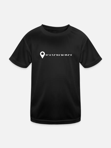 Langenfeld (Rheinland) Koordinaten - Kinder Funktions-T-Shirt - Schwarz - Vorne
