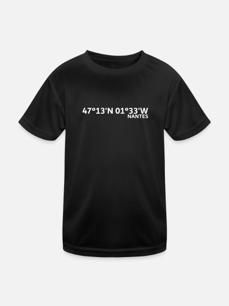 Nantes Coordinates - Kids Functional T-Shirt - black - Front