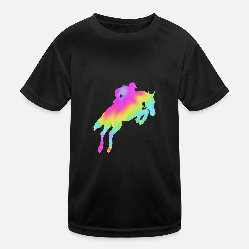 Springreiten Springpferd Kinder Funktions-T-Shirt