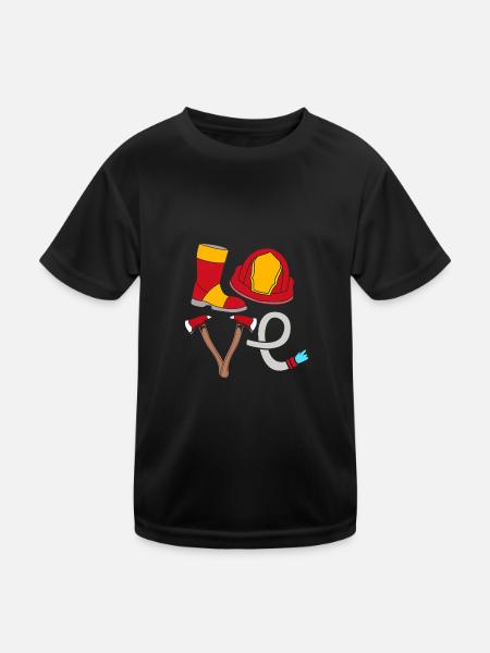 Pompier Pompier - T-shirt sport Enfant - noir - Devant