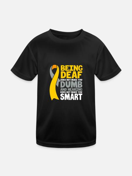 Deaf Deaf Deaf Sign Language - Kids Functional T-Shirt - black - Front