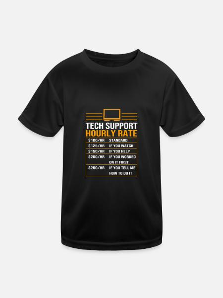 Tech Support - Kinder Funktions-T-Shirt - Schwarz - Vorne