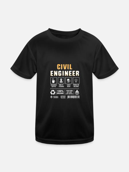 Bau Ingenieur Baustelle Bauarbeiter - Kinder Funktions-T-Shirt - Schwarz - Vorne