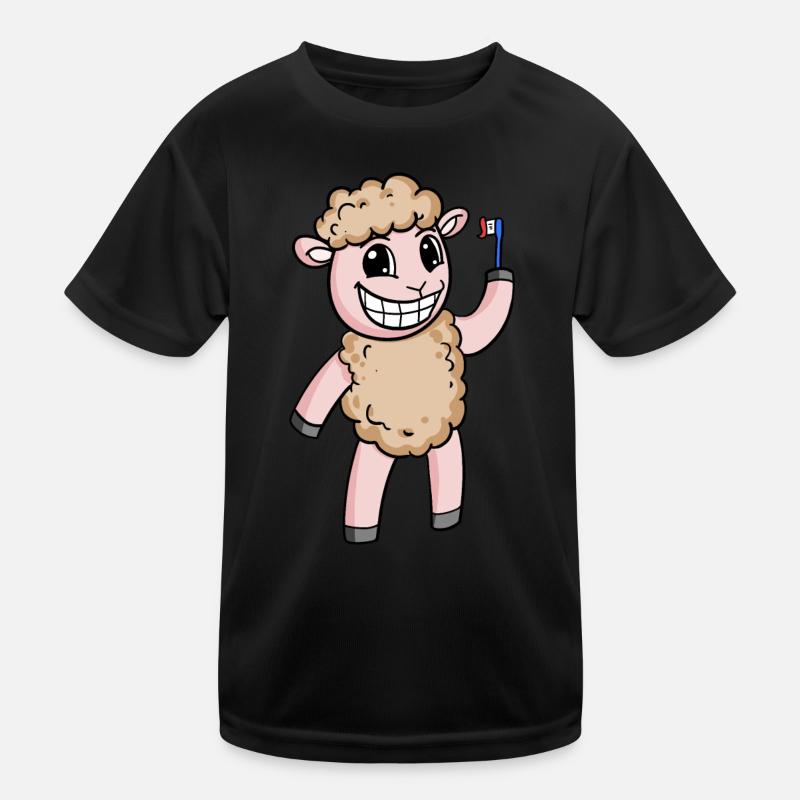 Schaf mit Zahnbürste Kinder Funktions-T-Shirt