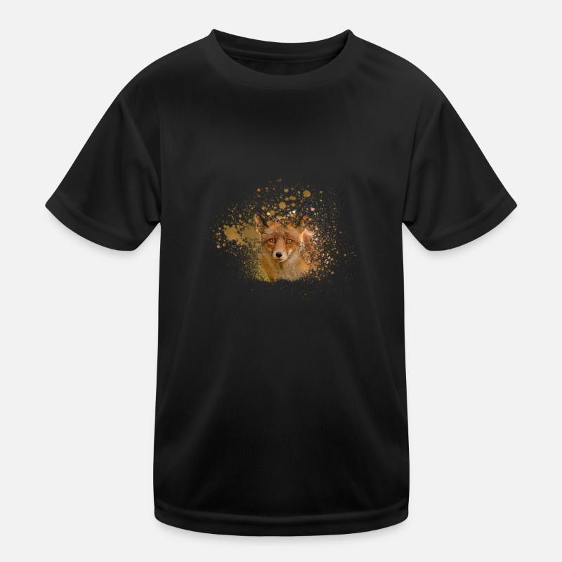 Fuchs - Kinder Funktions-T-Shirt - Schwarz