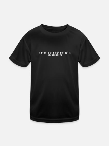 Saarbrücken Saarland Coordinates - Kids Functional T-Shirt - black - Front