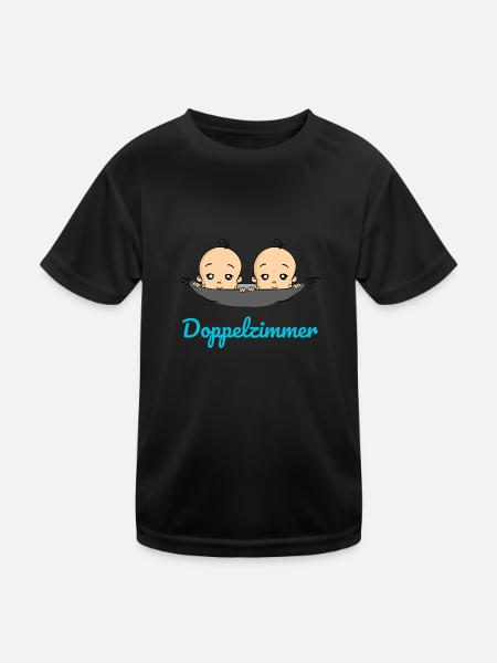 Doppelzimmer Baby Zwillinge Schwangerschaft - Kinder Funktions-T-Shirt - Schwarz - Vorne