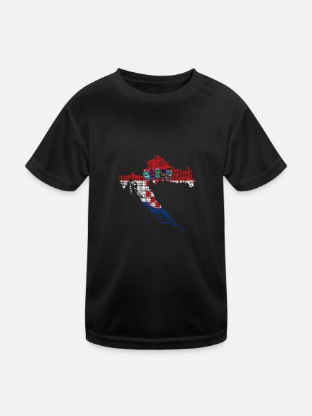 Croatia - Kinder Funktions-T-Shirt - Schwarz - Vorne