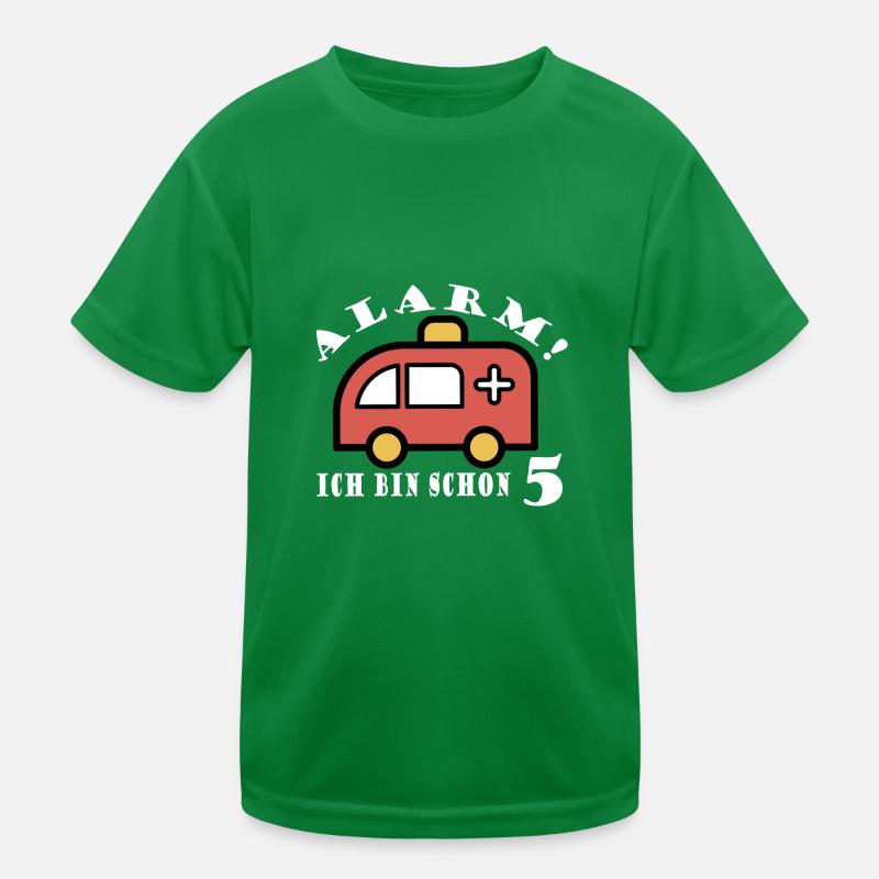 Alarm ich bin schon 5 Krankenwagen Kinder Funktions-T-Shirt