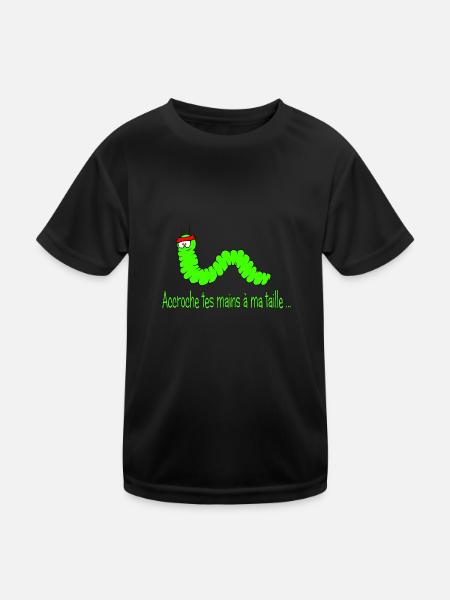 la chenille - T-shirt sport Enfant - noir - Devant