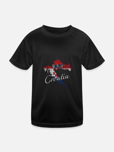 Kroatien Croatia - Kinder Funktions-T-Shirt - Schwarz - Vorne