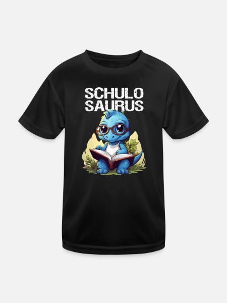 Schulosaurus Schüler Lehrer Outfit Einschulung - Kinder Funktions-T-Shirt - Schwarz - Vorne