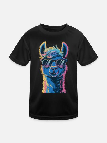 Alpaka Llama - Kinder Funktions-T-Shirt - Schwarz - Vorne