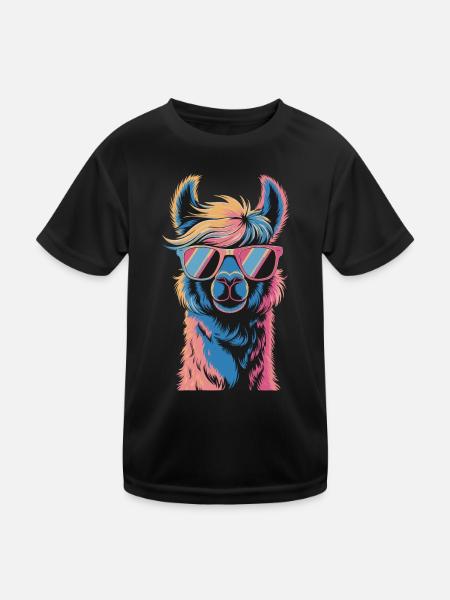 Alpaka Llama - Kinder Funktions-T-Shirt - Schwarz - Vorne