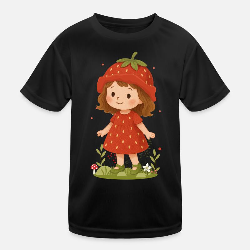Süßes Erdbeer-Mädchen Illustration Kinder Funktions-T-Shirt