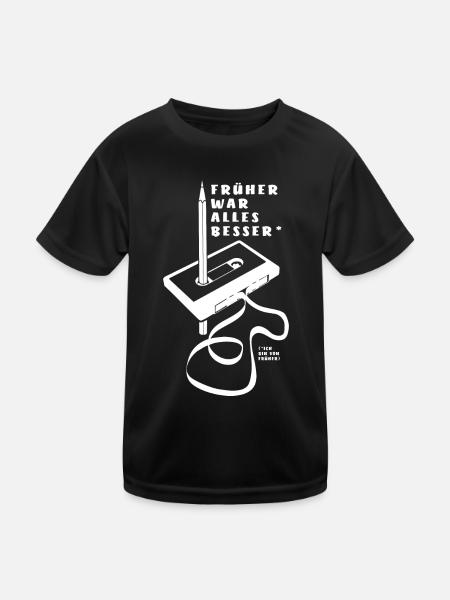 Kassette - Früher war alles besser - Kinder Funktions-T-Shirt - Schwarz - Vorne