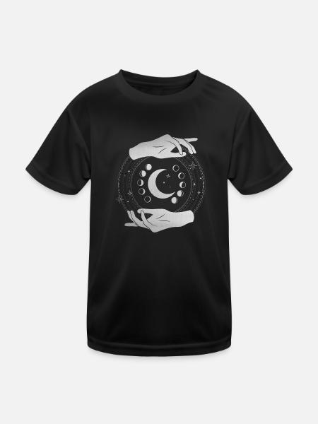Mondphasen mit silbernen Händen, spirituelle Magie - Kinder Funktions-T-Shirt - Schwarz - Vorne