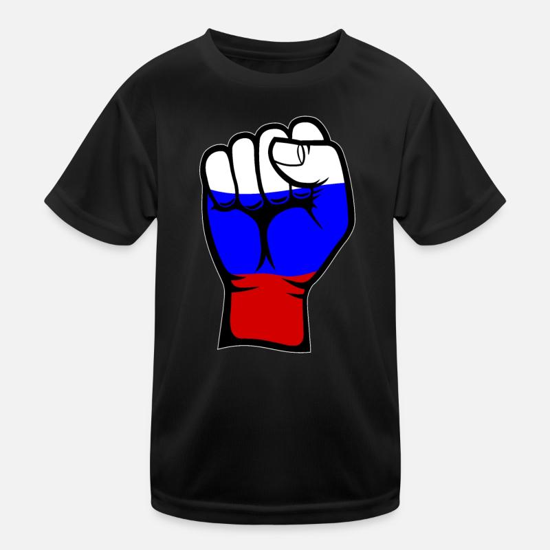 Drapeau de la Russie Symbole de la main du poing T-shirt sport Enfant