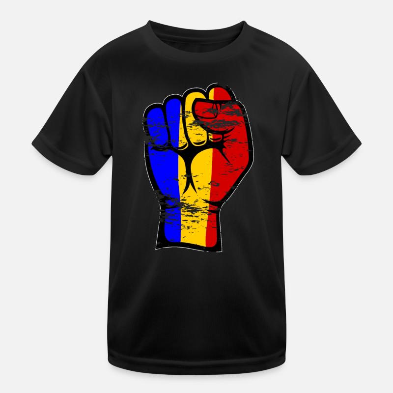 Roumanie Flag Fist Main Symbole utilisé T-shirt sport Enfant