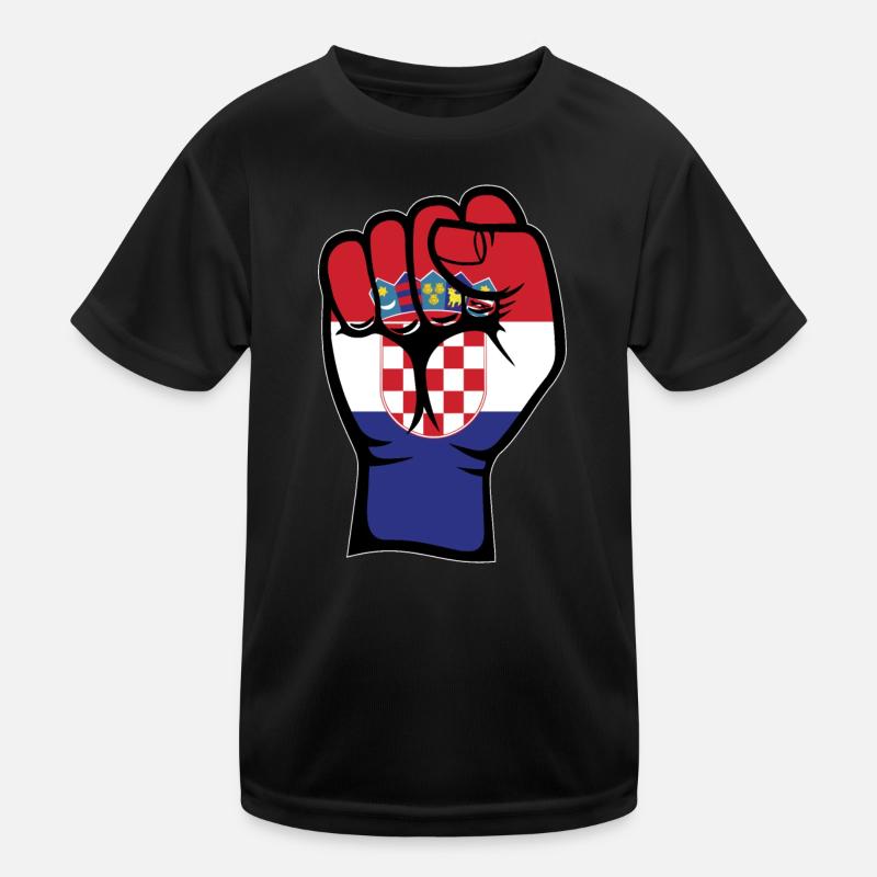 Drapeau de la Croatie Symbole de la main du poing T-shirt sport Enfant