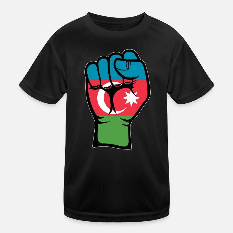 Aserbaidschan Flagge Faust Hand Symbol Kinder Funktions-T-Shirt