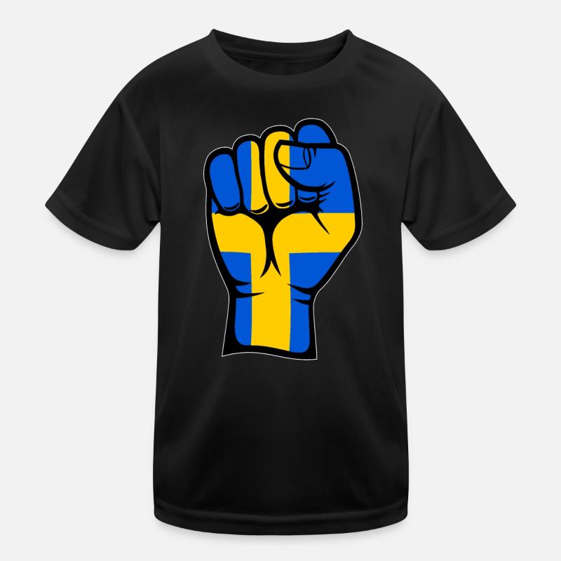 Schweden Flagge Faust Hand Symbol Kinder Funktions-T-Shirt