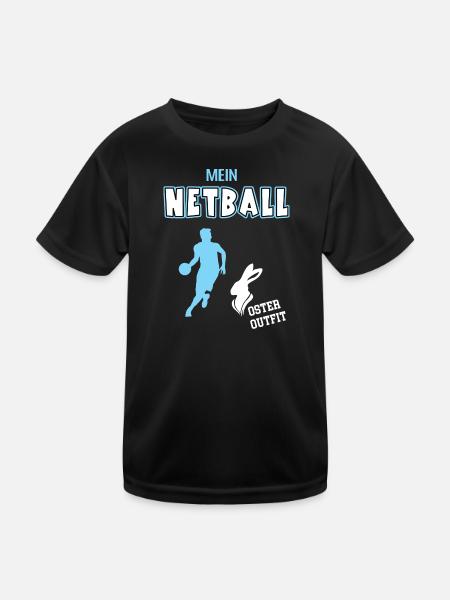 Netball Oster Outfit Ostergeschenk Netballer Sport - Kinder Funktions-T-Shirt - Schwarz - Vorne