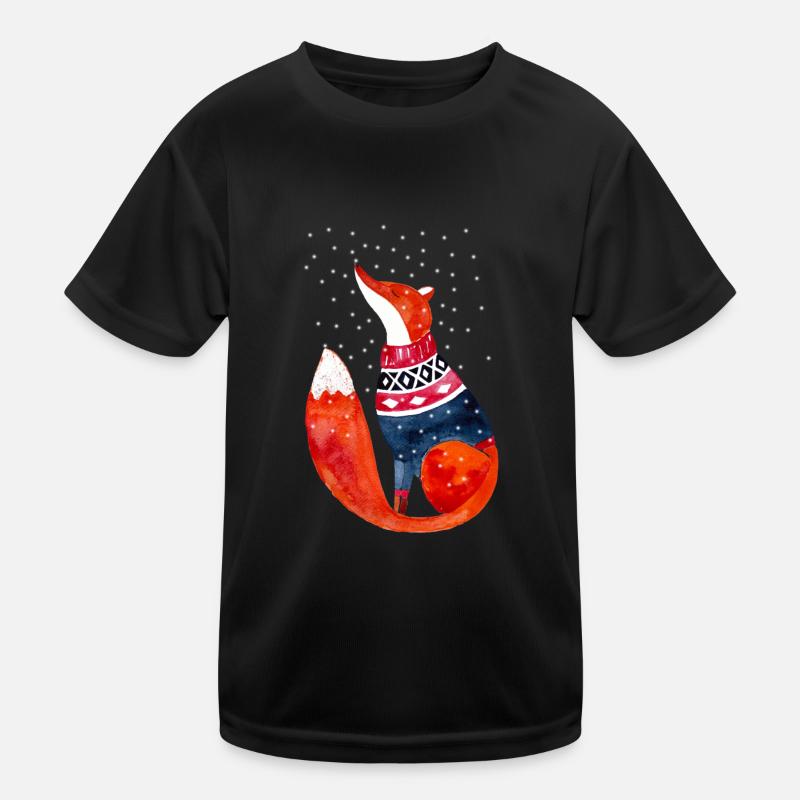 Fuchs im Schnee I Winter Illustration Kinder Funktions-T-Shirt