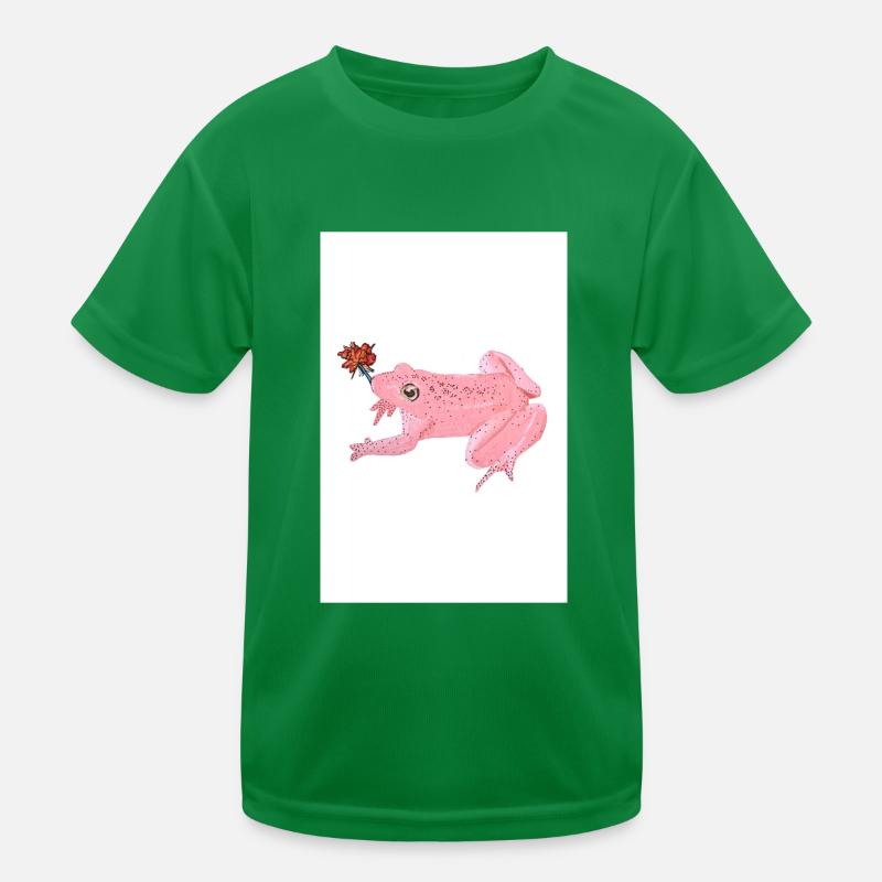 Pink frog with flower Kids Functional T-Shirt