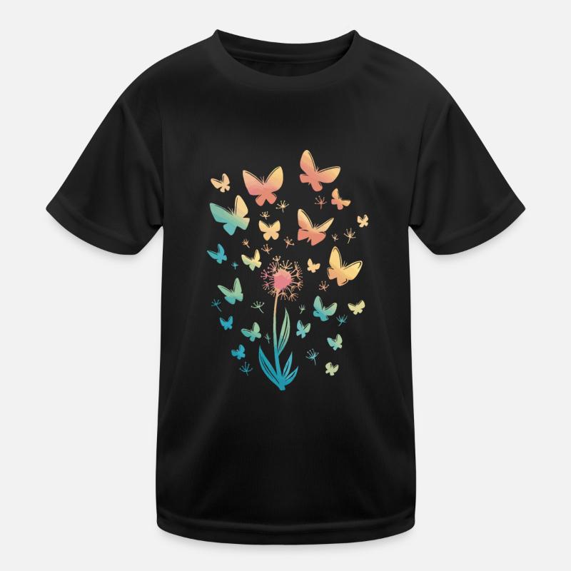 Schmetterlinge Aquarell - Kinder Funktions-T-Shirt - Schwarz