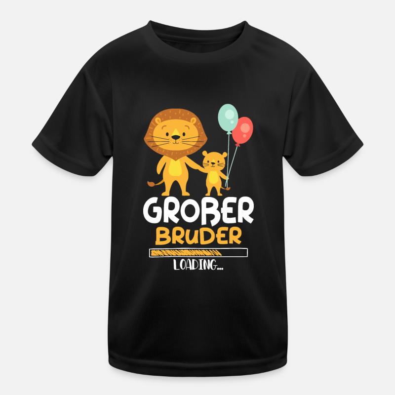 Großer Bruder Loading Löwe - Kinder Funktions-T-Shirt - Schwarz