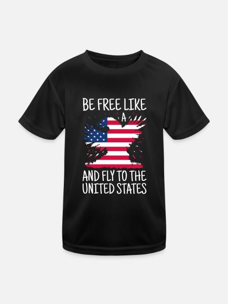 USA Flagge Amerika Fahne Stars & Stripes Patriot - Kinder Funktions-T-Shirt - Schwarz - Vorne
