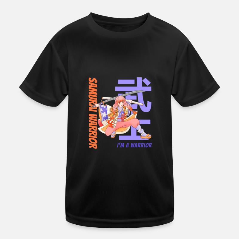 Samurai Warrior. Samurai Girl. Black Version. Kids Functional T-Shirt