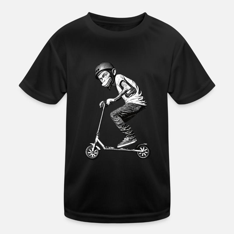 Stunt Scooter Monkey Does Tricks Kids Functional T-Shirt