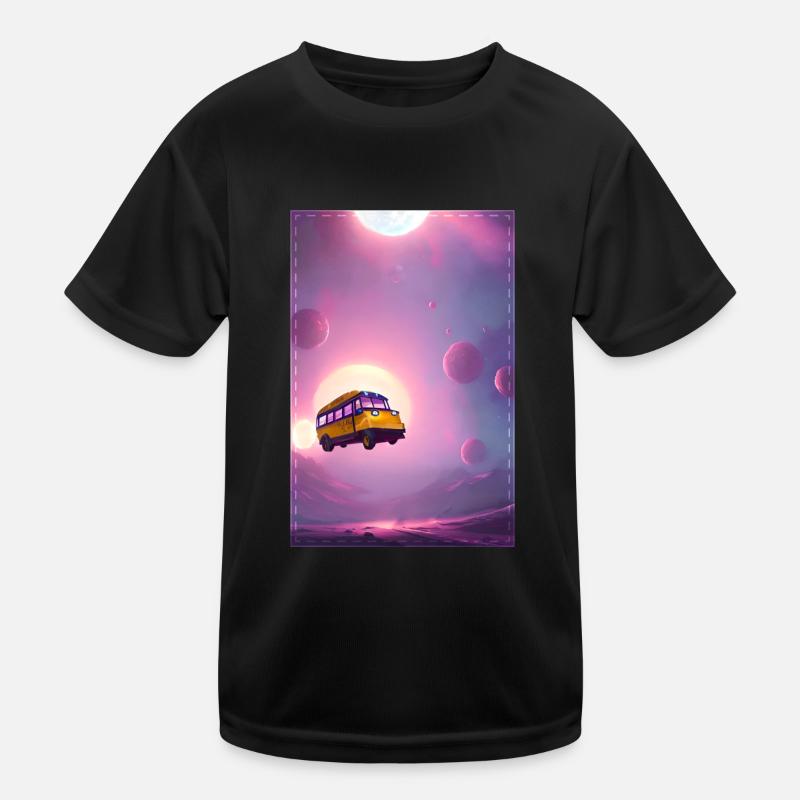 Cool Space Bus travelling through the Universe Kids Functional T-Shirt