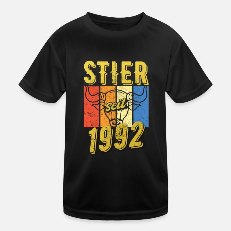 Stier 1992 Geburtstag Sternzeichen Geschenkidee Kinder Funktions-T-Shirt