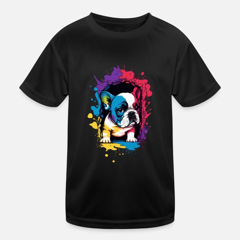 Mignon chiot bouledogue français coloré T-shirt sport Enfant