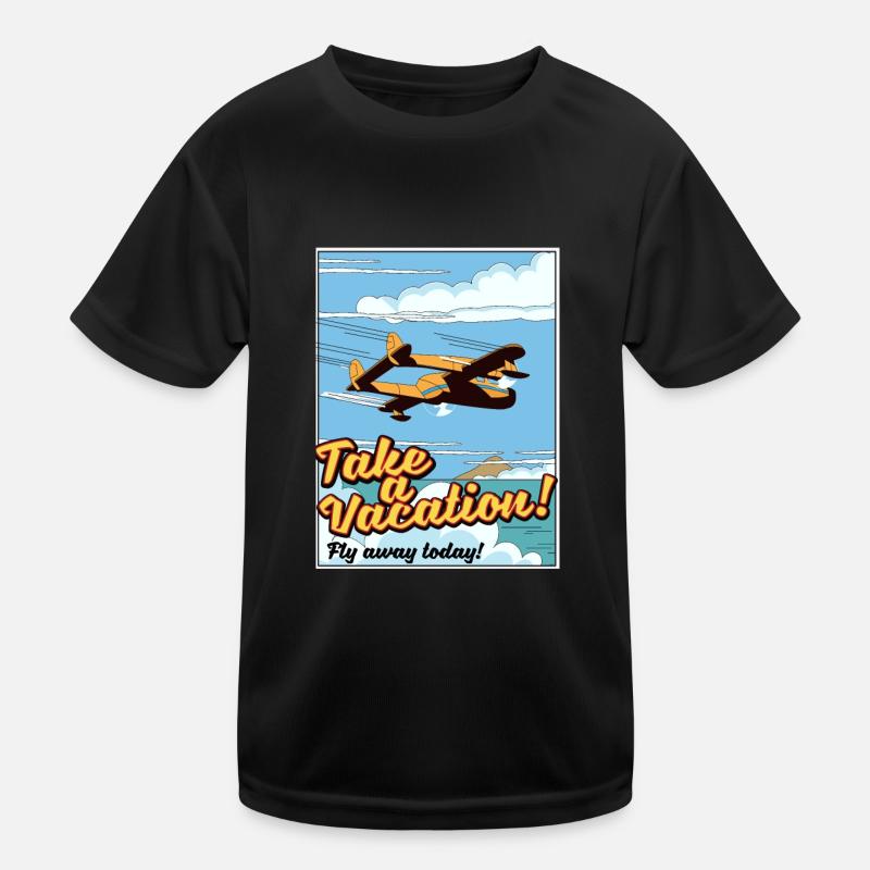 Take a Vacation! Fly away today! - Kids Functional T-Shirt - black