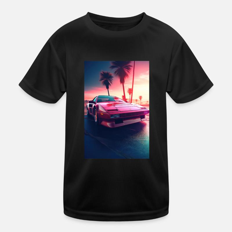 Electric Velocity: Synthwave Speedster Kinder Funktions-T-Shirt