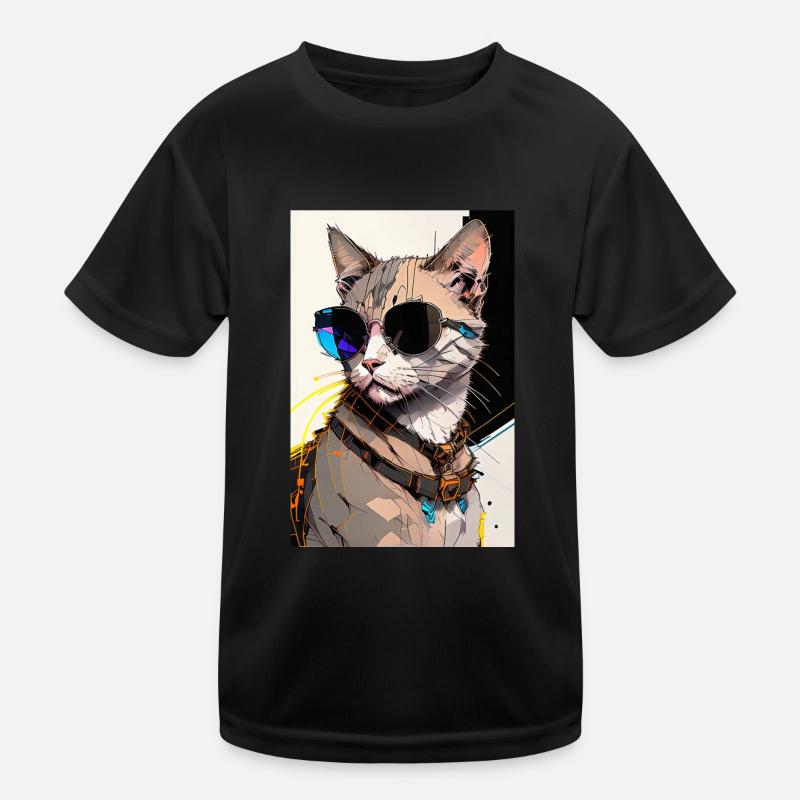 Inkpunk cat with sunglasses 1 Kids Functional T-Shirt