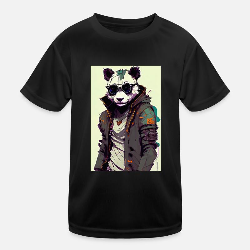 Inkpunk Panda mit Sonnenbrille 2 Kinder Funktions-T-Shirt