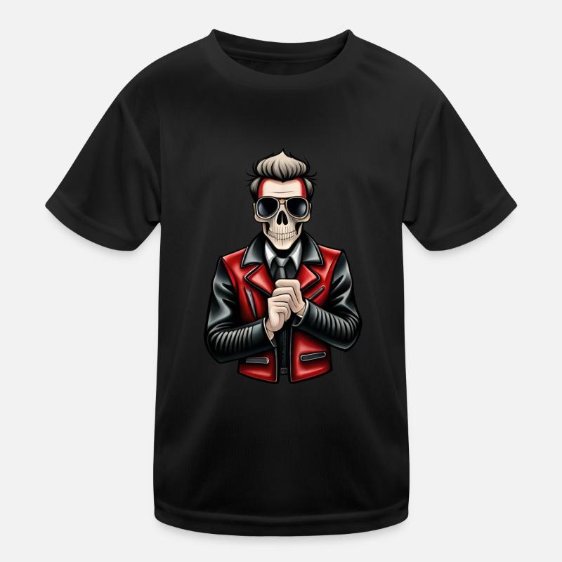 Biker cartoon skeleton Kids Functional T-Shirt