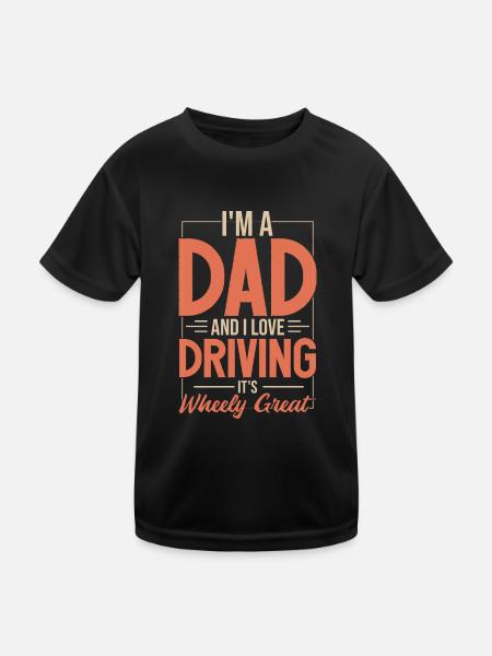 Ich bin Vater und ich liebe Autofahren | Papa Wortspiel Papa Witz - Kinder Funktions-T-Shirt - Schwarz - Vorne