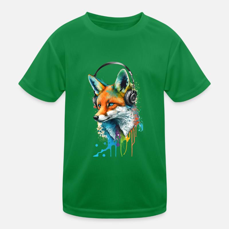 Fox Musik hören mit Kopfhörern Kinder Funktions-T-Shirt
