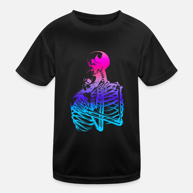 schädel skelett tod halloween horror schwarz tot Kinder Funktions-T-Shirt