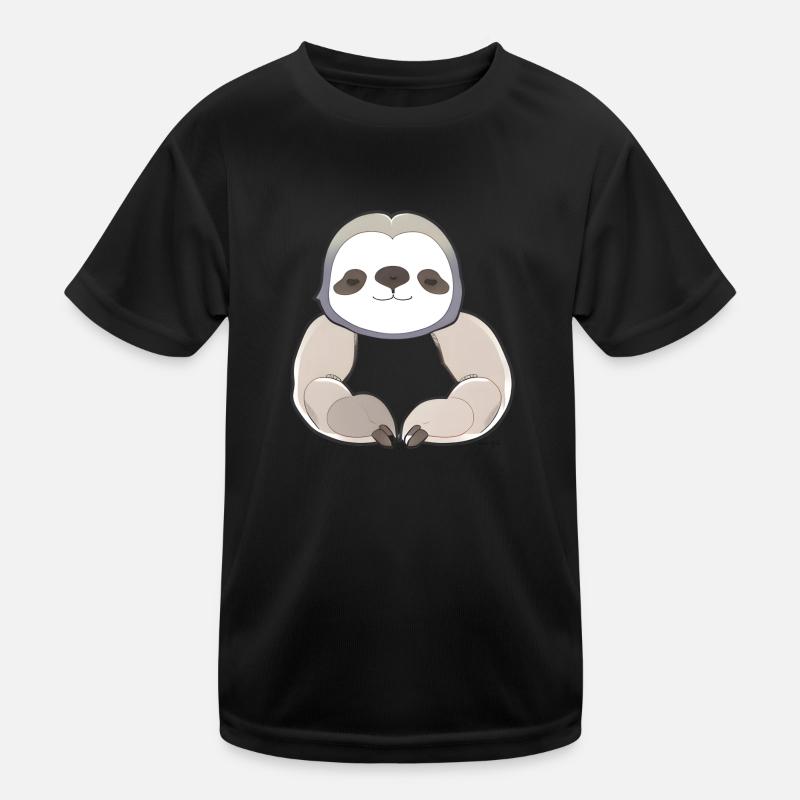 Faultier - Kinder Funktions-T-Shirt - Schwarz