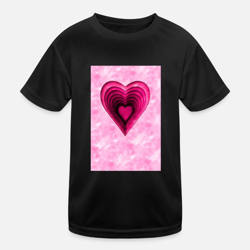 Rosa Herz Kinder Funktions-T-Shirt